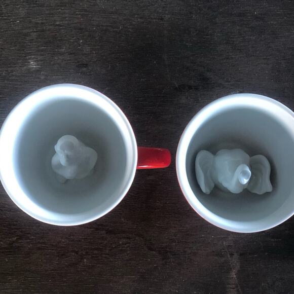 Creature Cups Set Of Two Red Coffee Tea Mugs 3D Monkey 3D Elephant - Picture 2 of 8